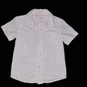 Button down, collared shirt, Pink and white stripes, 3t